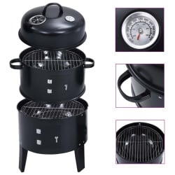 Grill węglowy z wędzarnią 3-w-1, 40x80 cm Grill węglowy z wędzarnią 3-w-1, 40x80 cm