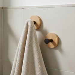 Haczyk wieszak samoprzylepny drewniany metalowy czarny 5 cm 2 szt.