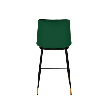 Krzesło barowe DIEGO 65 zielony - welur podstawa czarno złota