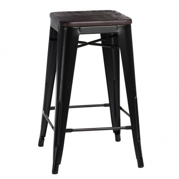 Krzesło Barowe Paris Wood D2 65cm czarne-sosna szczotkowana