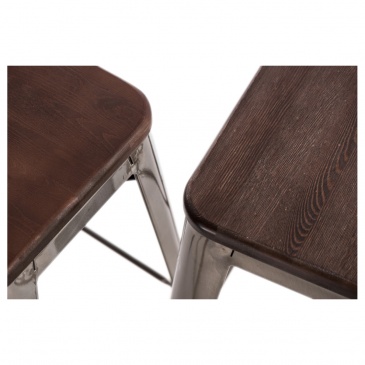 Krzesło Barowe Paris Wood D2 65cm metal-sosna orzech