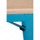 Krzesło barowe Paris Wood D2 65cm sosna naturalna-niebieskie