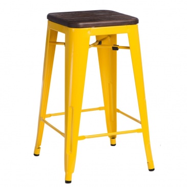 Krzesło barowe Paris Wood D2 65cm sosna szczotkowana-żółte