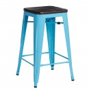 Krzesło barowe Paris Wood D2 75cm sosna szczotkowana-niebieskie