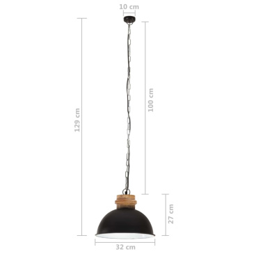 Industrialna lampa wisząca, 25 W, czarna, okrągła, 32 cm, E27