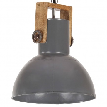 Industrialna lampa wisząca, 25 W, szara, okrągła, 32 cm, E27