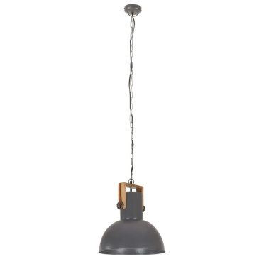 Industrialna lampa wisząca, 25 W, szara, okrągła, 42 cm, E27