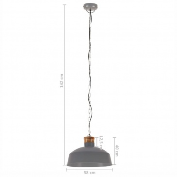 Industrialna lampa wisząca, 58 cm, szara, E27