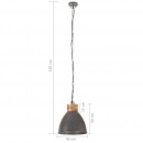 Industrialna lampa wisząca, szare żelazo i drewno, 46 cm, E27