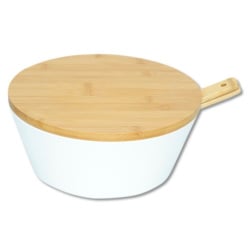 Kesper miska na sałatkę i owoce z pokrywą i sztućcami, biała 13x32 cm