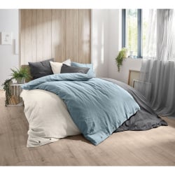 Kleine wolke leinna nowoczesna, pościel lniana premium  len/bawełna 1-135x200 cm/1-80x80 cm niebiesk