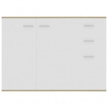 Komoda, biel i dąb sonoma, 105 x 30 x 75 cm, płyta wiórowa