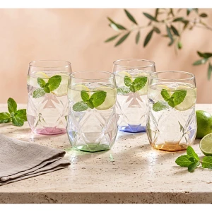 Komplet 4 szklanek z różowym dnem 450 ml Geo Fondo Pink 32163