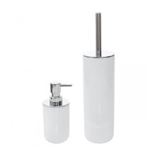 Komplet akcesoriów łazienkowych biały Szczotka do WC i Dozownik na mydło - Yoka Home