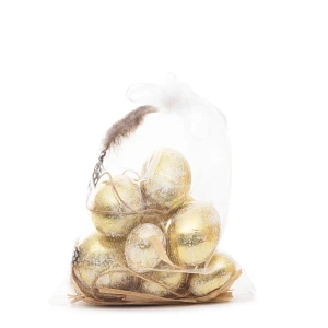 Komplet zawieszek | sprinkle | jajka biało-złote | 8 szt | 965450