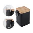 Kosz na śmieci do łazienki biura 3l z pedałem bambus czarny kwadratowy