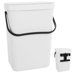 Kosz na śmieci odpady zawieszany na drzwi drzwiczki do szafki zawieszenia biały 10 l