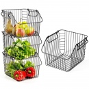 Koszyk na owoce i warzywa, metalowy, czarny, piętrowy, do piętrowania 29x27x21 cm