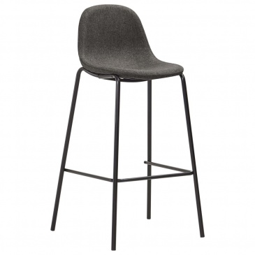 Krzesła barowe 2 szt. ciemnoszare tapicerowane tkaniną