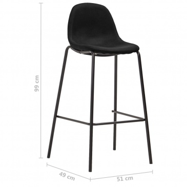Krzesła barowe 2 szt. czarne tapicerowane tkaniną
