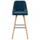 Krzesła barowe, 2 szt., niebieskie, obite aksamitem