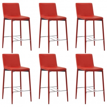Krzesła barowe 6 szt. czerwony sztuczna skóra