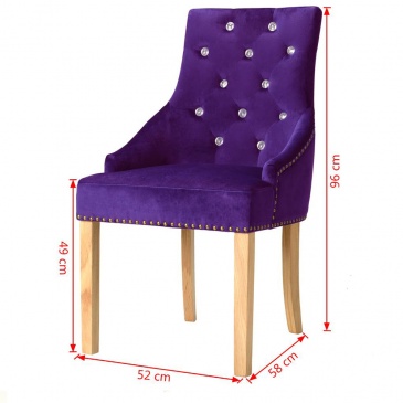 Krzesła do jadalni 2 szt. drewno dębowe i aksamit fioletowy