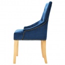 Krzesła do jadalni 2 szt. drewno dębowe i niebieski aksamit