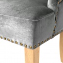 Krzesła do jadalni 2 szt. drewno dębowe i srebrny aksamit