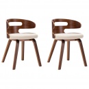 Krzesła do jadalni 2 szt. kremowe gięte drewno i ekoskóra