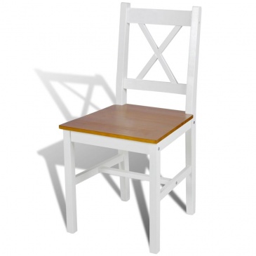 Krzesła do kuchni 4 szt. drewniane kolor biały i naturalny