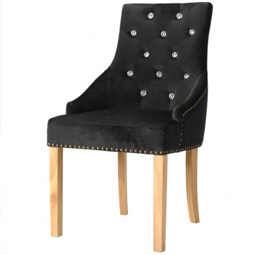 Krzesła do jadalni 4 szt. lite drewno dębowe z aksamitem czarne