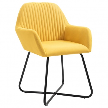 Krzesła do salonu 4 szt. żółte tapicerowane tkaniną