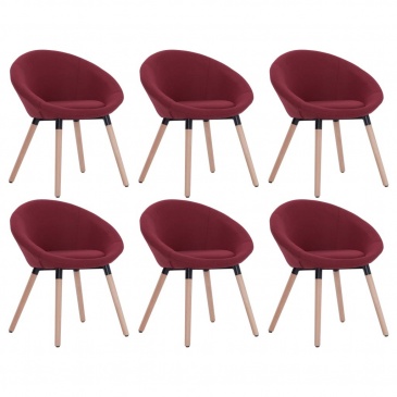 Krzesła do jadalni  6 szt. czerwone wino tapicerowane tkaniną