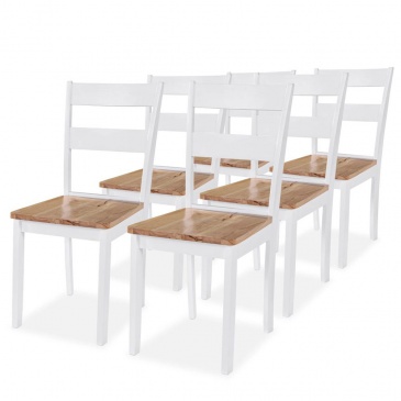 Krzesła do jadalni, 6 szt., drewno kauczukowe, białe