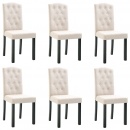 Krzesła do jadalni 6 szt. kremowe tapicerowane tkaniną
