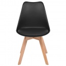 Krzesła do kuchni 6 szt. sztuczna skóra lite drewno czarne