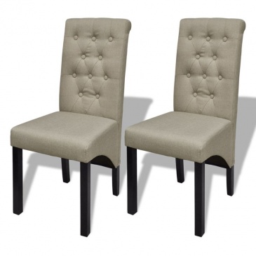 Krzesła do jadalni tapicerowane tkaniną beżowe, 2 szt.