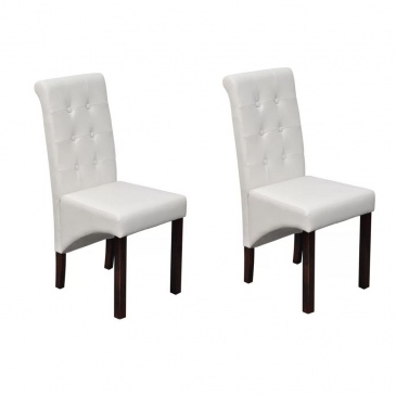 Krzesła do jadalni ze sztucznej skóry białe 2 szt.