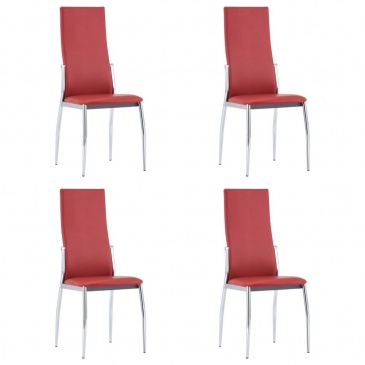 Krzesła jadalniane, 4 szt., czerwone, sztuczna skóra