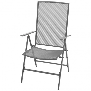 Krzesła ogrodowe, sztaplowane, 2 szt., stalowe, szare