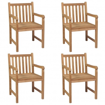 Krzesła ogrodowe z czarnymi poduszkami, 4 szt., drewno tekowe