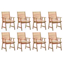 Krzesła ogrodowe z poduszkami, 8 szt., lite drewno akacjowe
