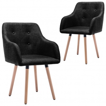 Krzesła stołowe, 2 szt., czarne, tapicerowane tkaniną