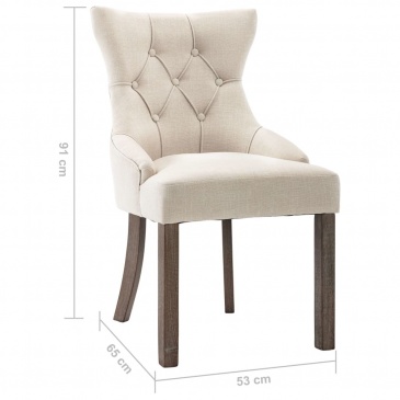 Krzesła stołowe, 4 szt., beżowe, obite tkaniną