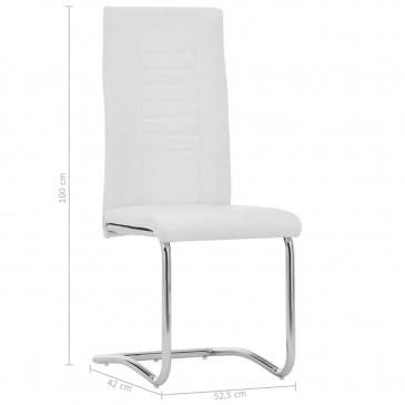 Krzesła stołowe, wspornikowe, 4 szt., białe, sztuczna skóra