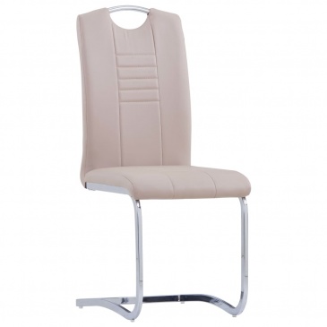 Krzesła stołowe, wspornikowe 6 szt., cappuccino, sztuczna skóra