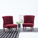 Krzesła w stylu francuskim 2 szt. czerwone wino tkanina