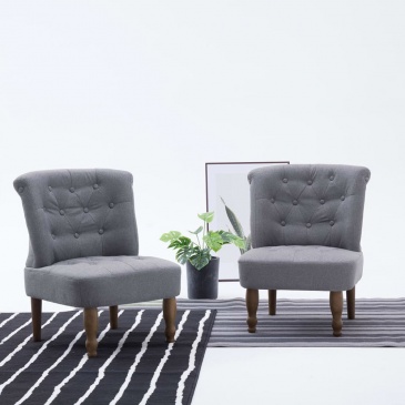 Krzesła w stylu francuskim 2 szt. jasnoszare materiałowe