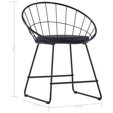 Krzesła do kuchni z siedziskami ze sztucznej skóry 6 szt. czarne stal